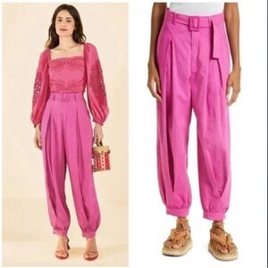 FARM Rio Pink Linen Harem Pant with Pleats size small